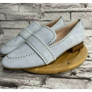 Taryn Rose Shoes Womens 8.5 Wide Moonstone Blue Studded Suede Bristol Loafers